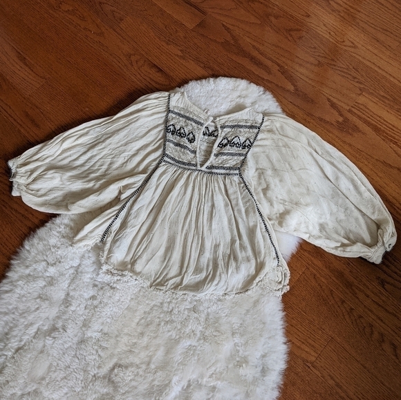 Free PEOPLE Cyprus Avenue embroidered top blouse xs boho bohemian - Picture 13 of 16